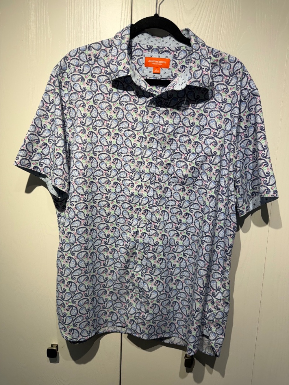 Johnston & Murphy Performance Short Sleeve - Mens - Large - Blue - Paisley